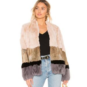 Heartloom Chandler Rabbit Fur Jacket in Multi Women’s Size L‎